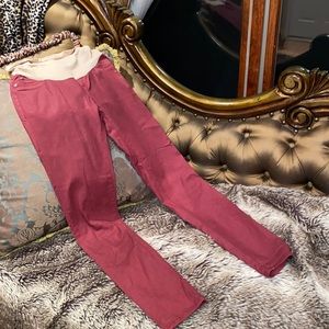 DL 1961 maternity skinny coated dark red stretch jeans